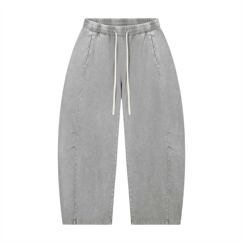 Mineral Wash Barrel-Leg Pants
