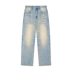 Sun Faded Raw Hem Denim Jeans