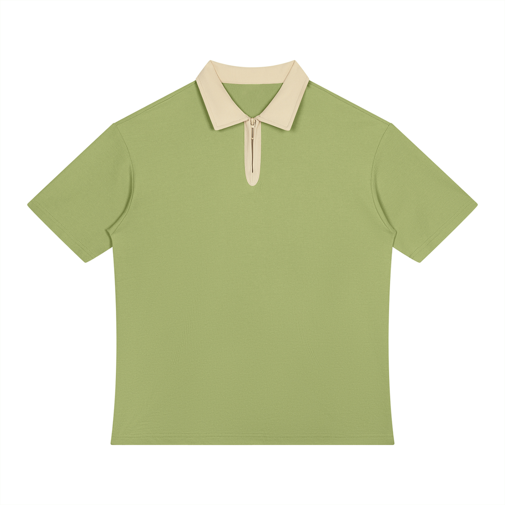 Color Block Quarter-Zip Polo Shirt