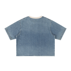 Vintage Wash Boxy Raw Hem Denim T-Shirt