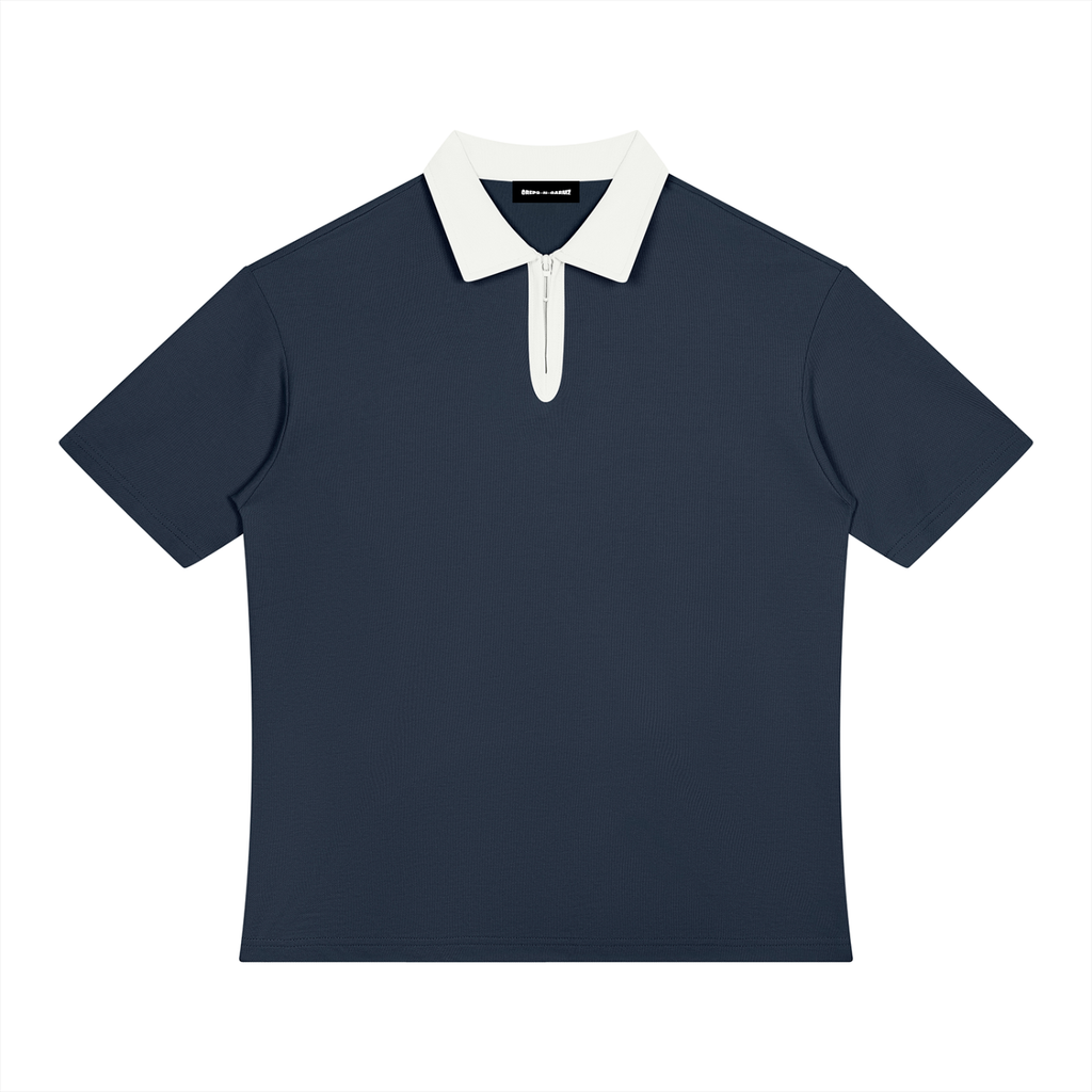 Color Block Quarter-Zip Polo Shirt
