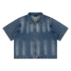 Vintage Wash Full-Zip Denim Shirt
