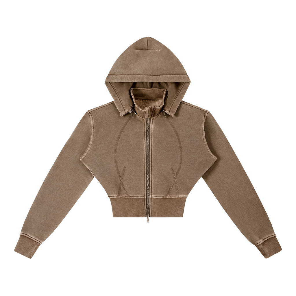 Women's Vintage Wash Cropped Fleece Hoodie