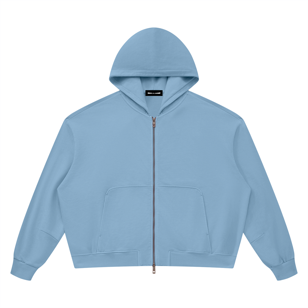Vintage Wash Boxy Full-Zip Hoodie
