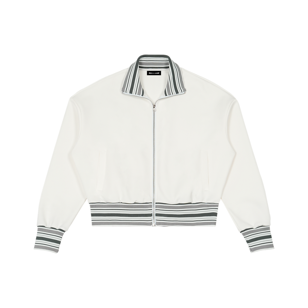 Women's Striped Rib Collar Zip Jacket