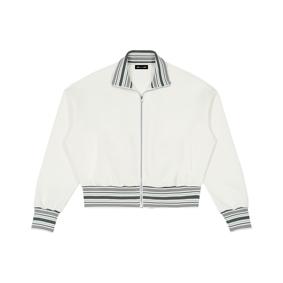 Women's Striped Rib Collar Zip Jacket