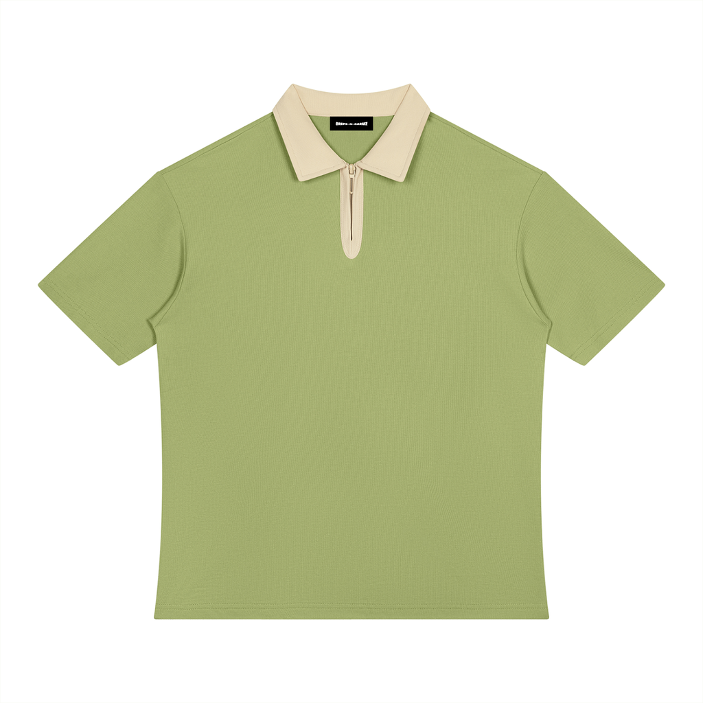 Color Block Quarter-Zip Polo Shirt